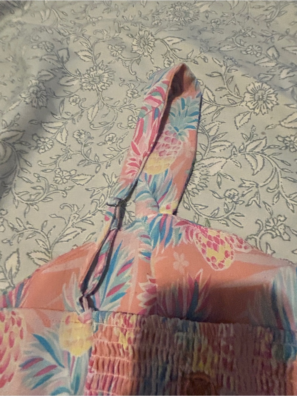 Simply Southern Peach Pineapple Print Sundress with Blue and Pink Leaves - Picture 5 of 6
